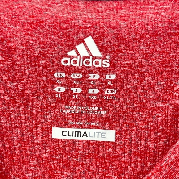 Adidas T-Shirt Men XL Red Heathered Polyester Climalite Performance Tee - Picture 2 of 8